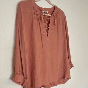 Madewell Lace-Up Blouse Blush XXS
